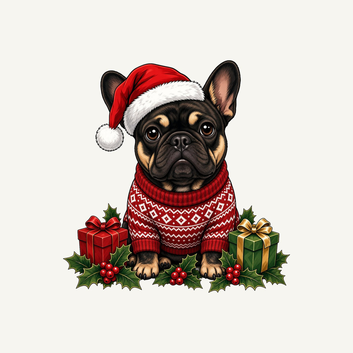French Bulldog Christmas Personalised Kids Tee and Baby Bodysuit