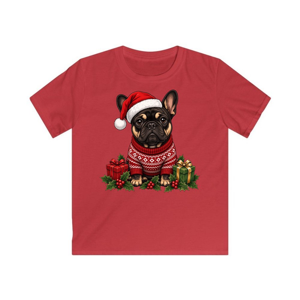 French Bulldog personalised kids Christmas tee in red