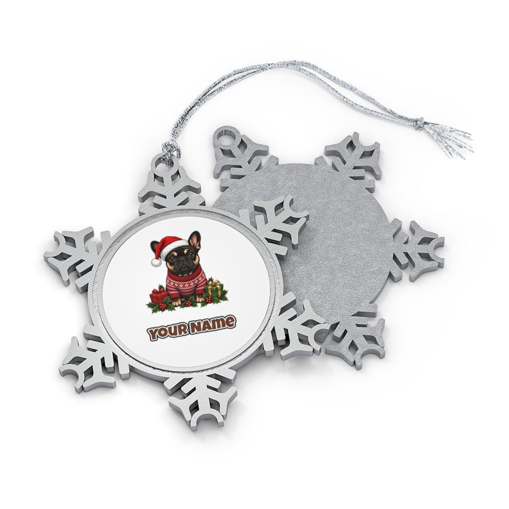 French Bulldog Personalised Pewter Christmas Ornament