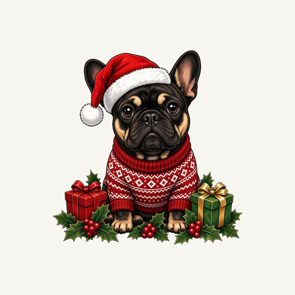 French Bulldog Christmas Personalised Christmas T-Shirt and Hoodie