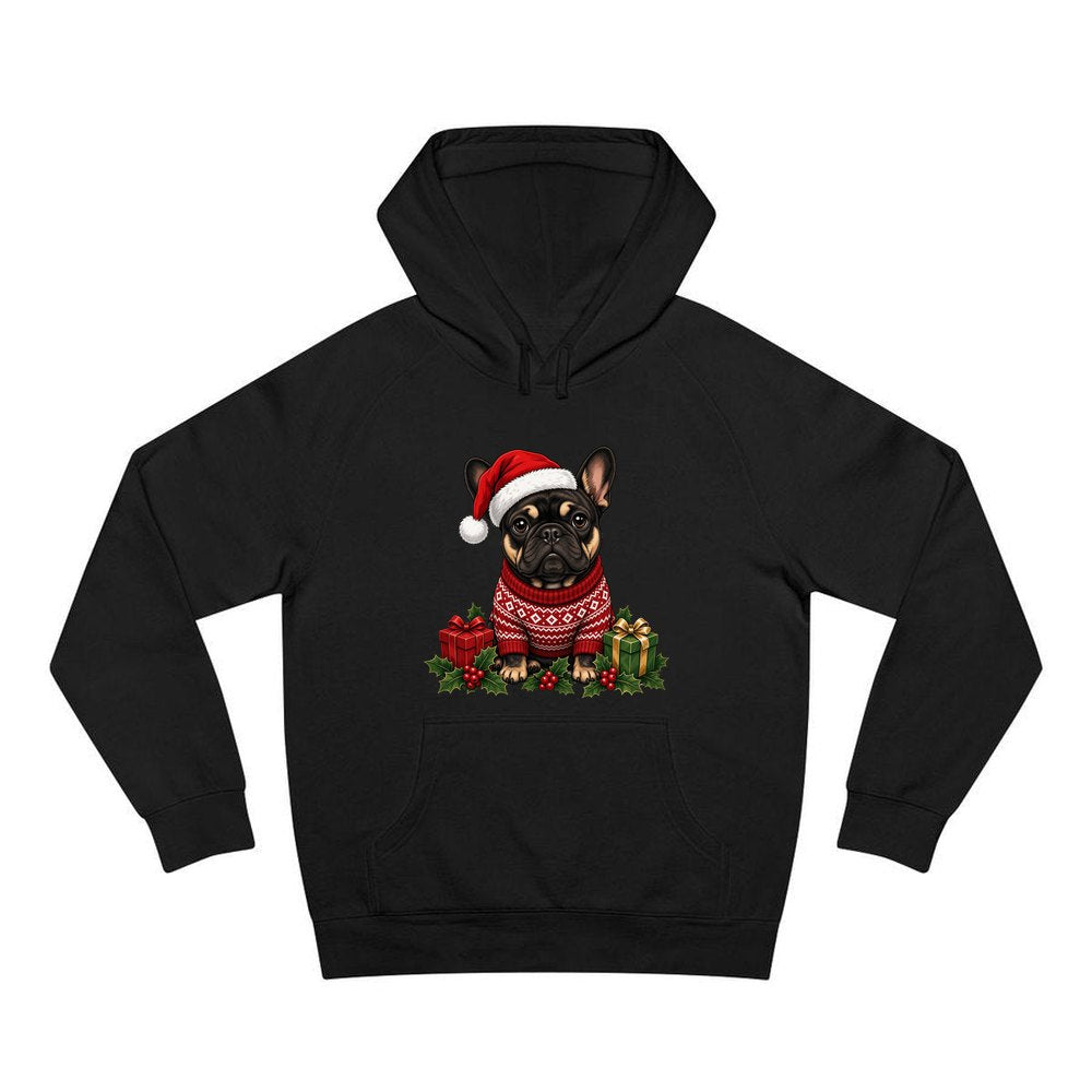 French Bulldog personalised Christmas hoodie in black