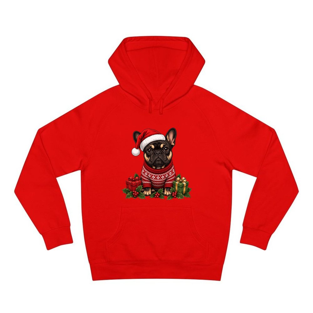 French Bulldog personalised Christmas hoodie in red