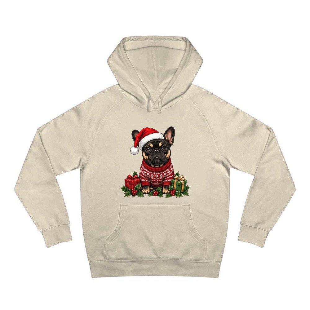 French Bulldog personalised Christmas hoodie in sand