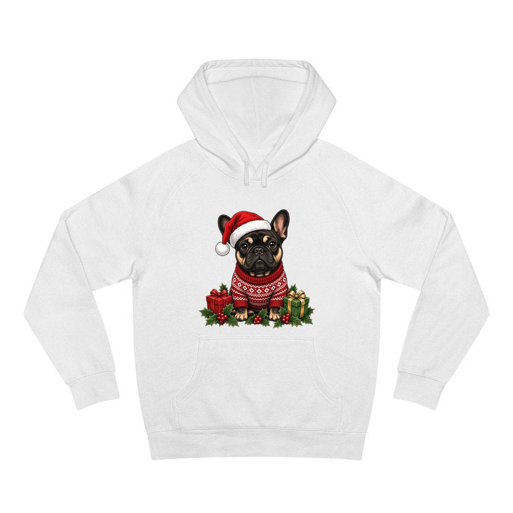French Bulldog personalised Christmas hoodie in white