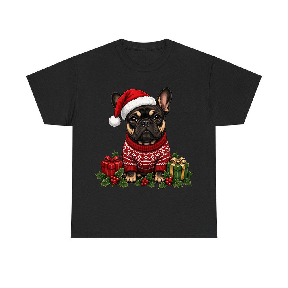 French Bulldog personalised Christmas T-shirt in black