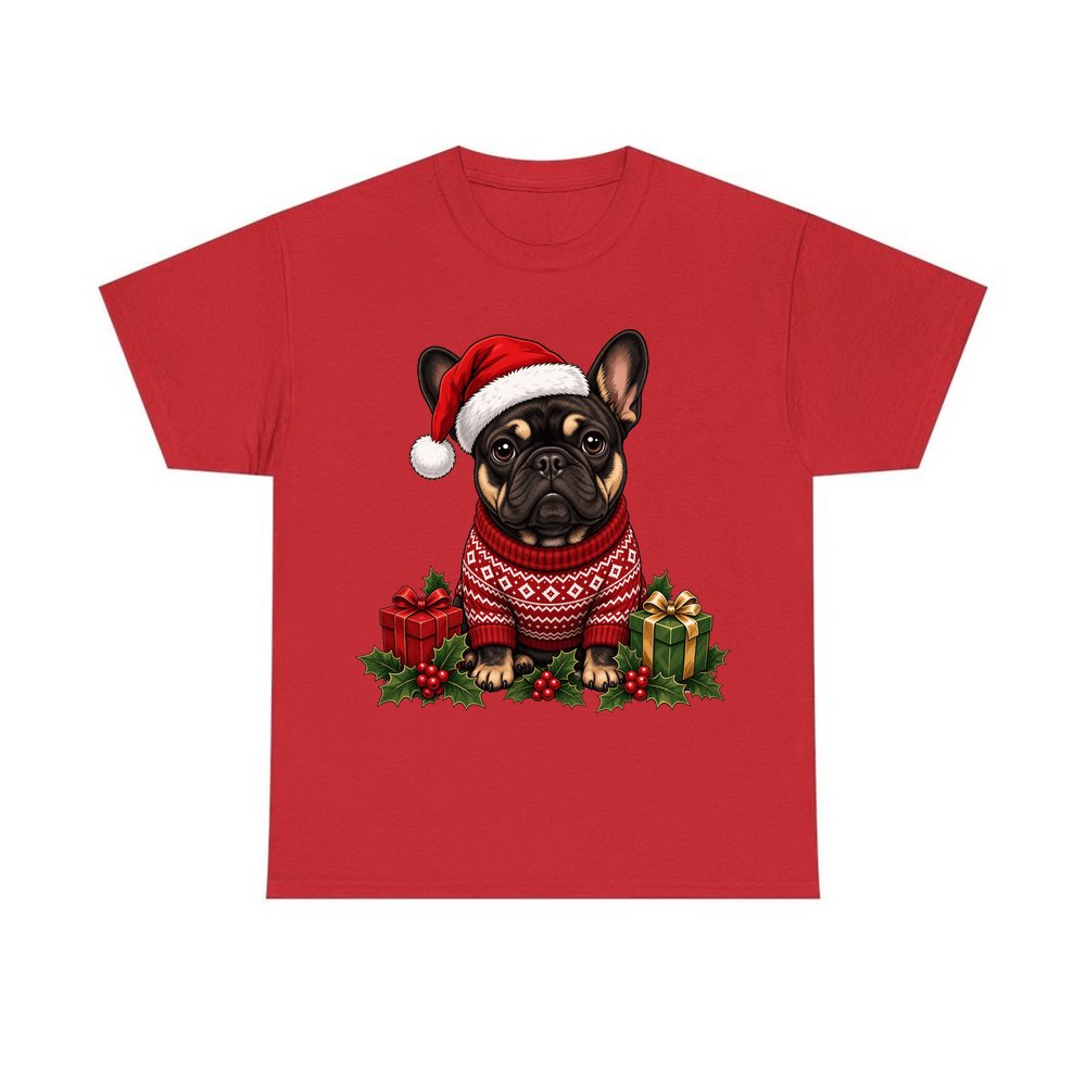 French Bulldog personalised Christmas T-shirt in red
