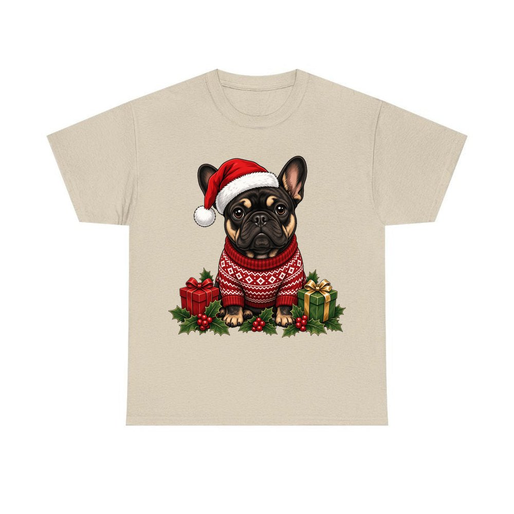 French Bulldog personalised Christmas T-shirt in sand