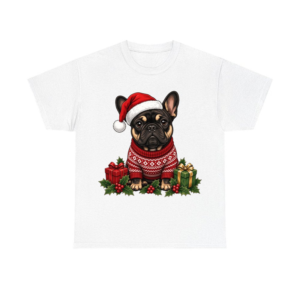 French Bulldog personalised Christmas T-shirt in white