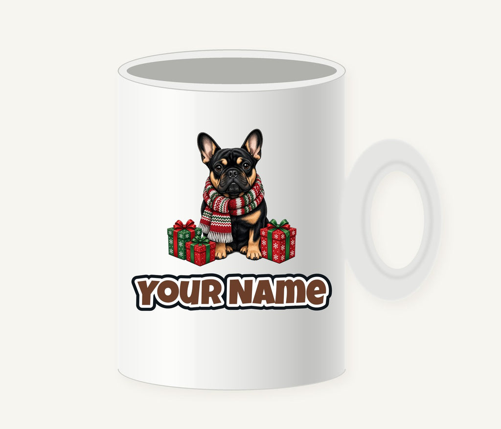 French Bulldog in a Christmas Scarf Personalised Christmas Mug