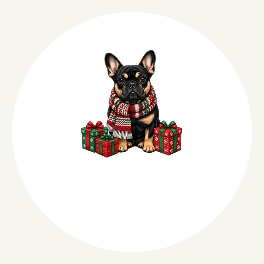 French Bulldog in a Christmas Scarf Personalised Pewter Christmas Ornament
