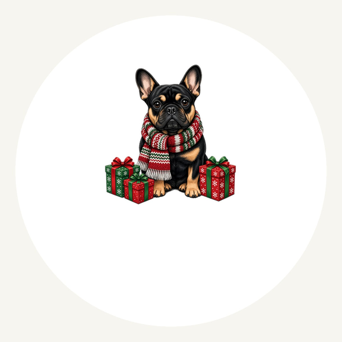 French Bulldog in a Christmas Scarf Personalised Pewter Christmas Ornament