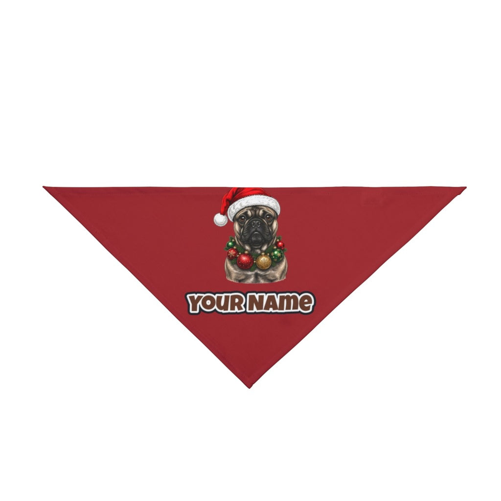 French Bulldog with Baubles personalised Christmas pet bandana, tie-on style