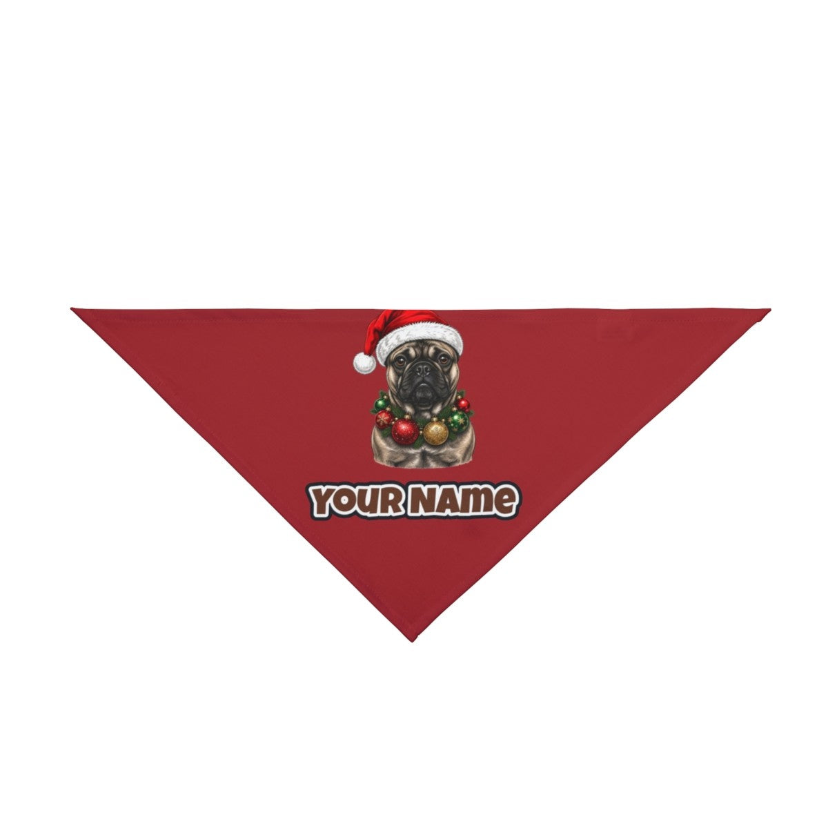 French Bulldog with Baubles personalised Christmas pet bandana, tie-on style