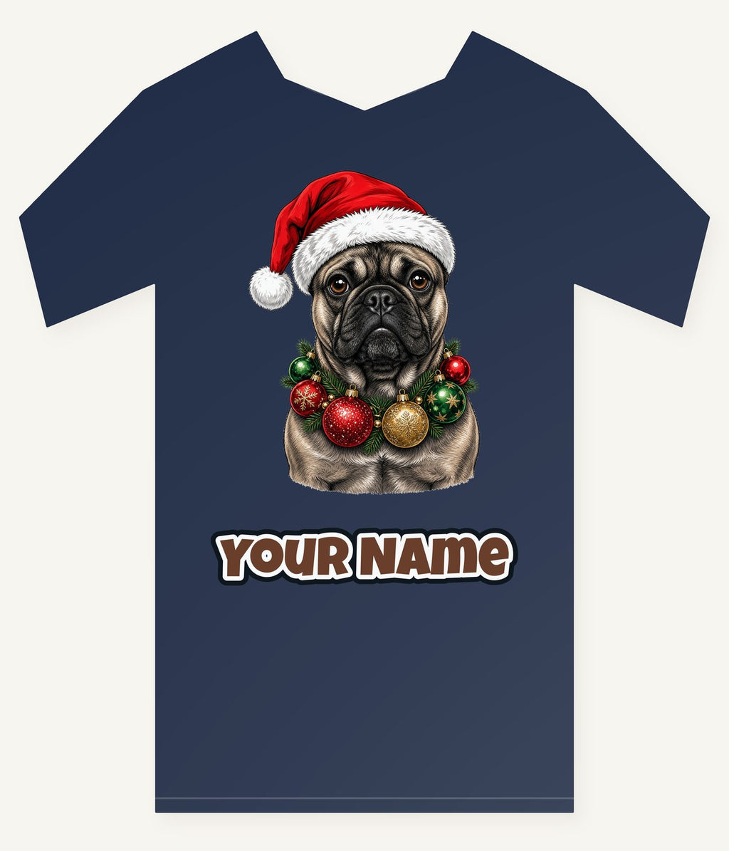 French Bulldog with Baubles Personalised Kids Tee and Baby Bodysuit