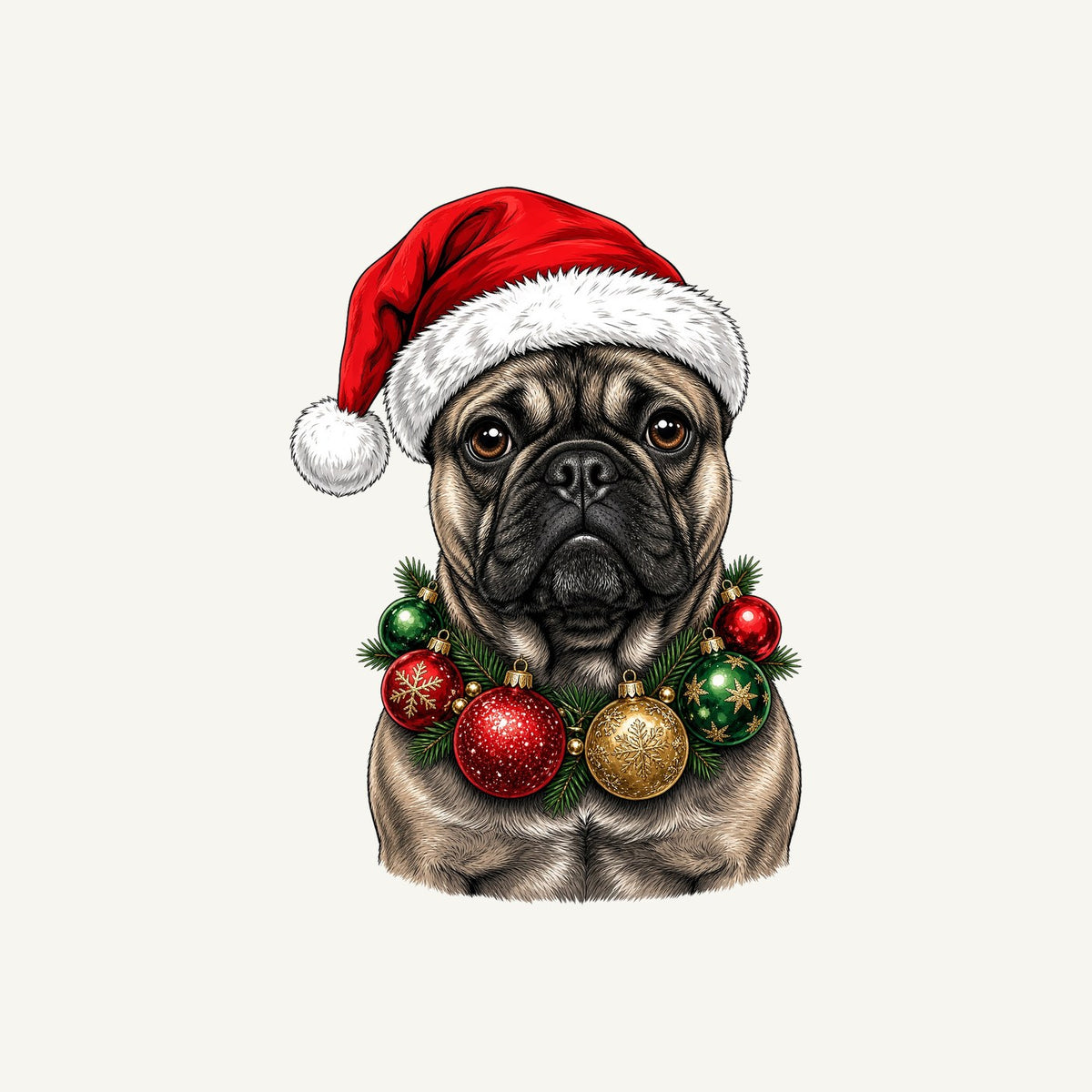 French Bulldog with Baubles Personalised Kids Tee and Baby Bodysuit