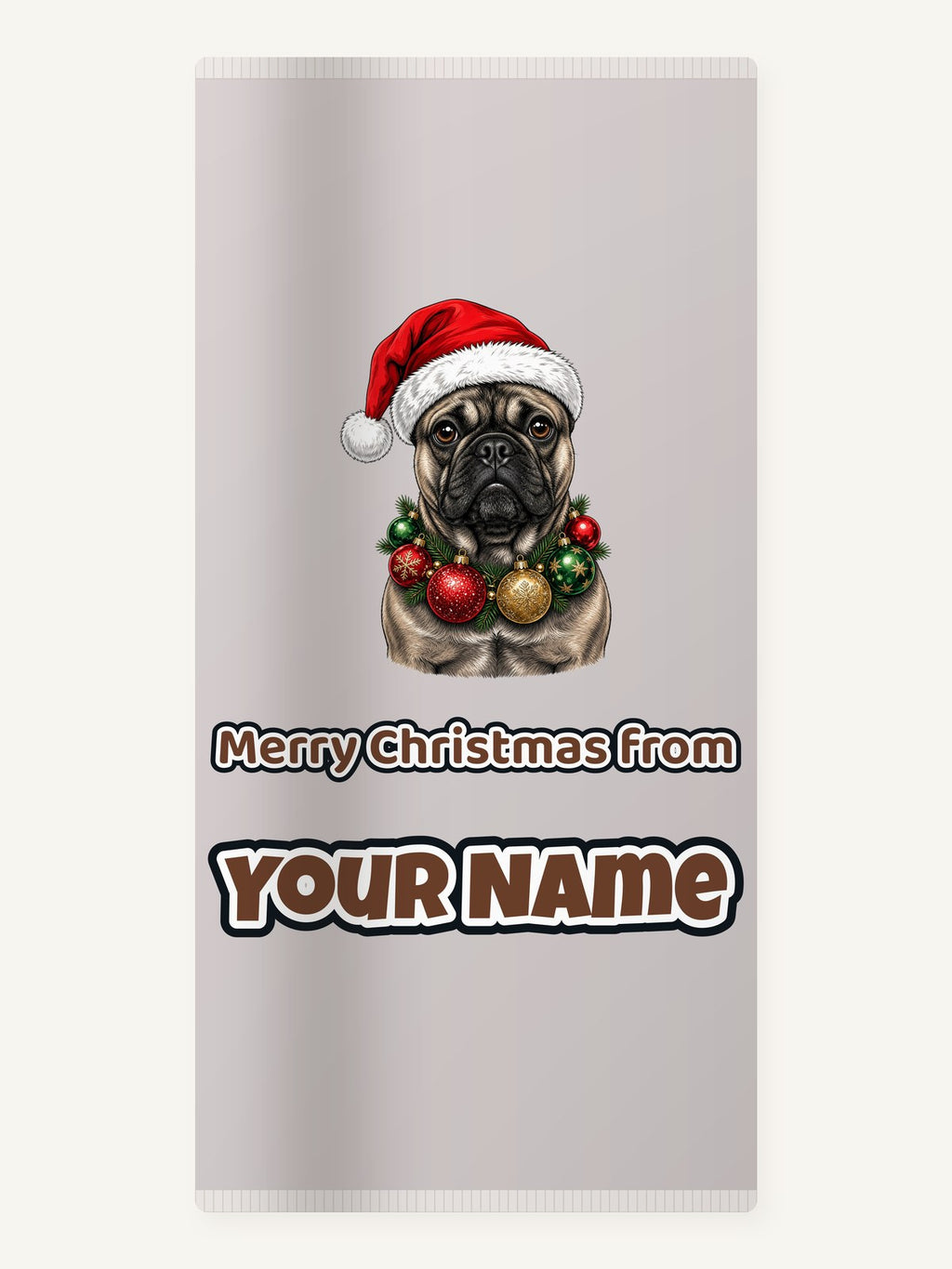 French Bulldog with Baubles Personalised Beach Towel