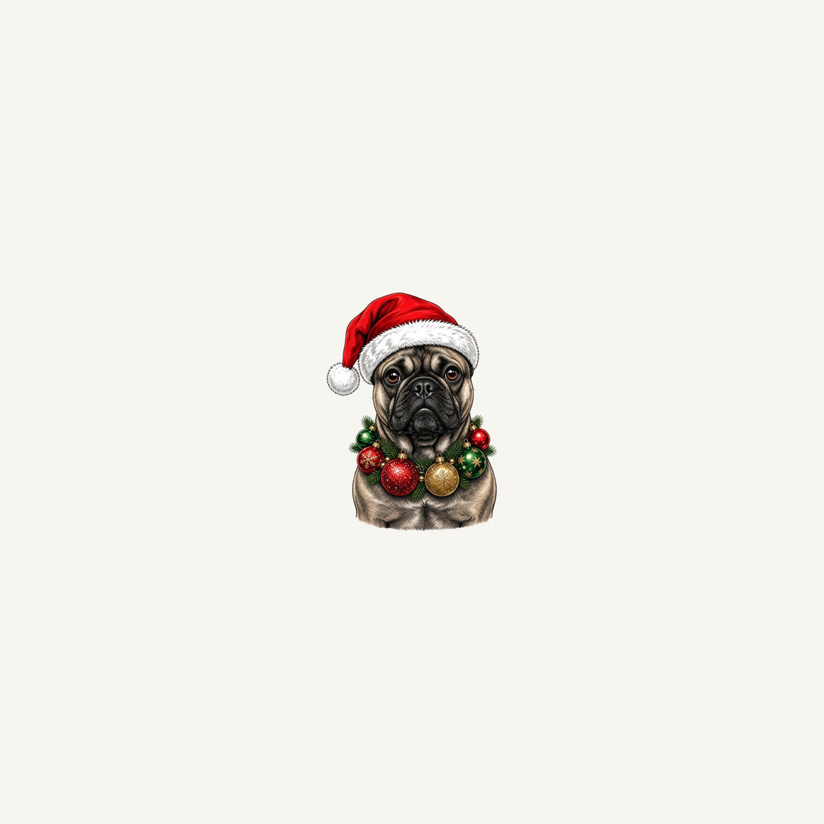 French Bulldog with Baubles Personalised Beach Towel