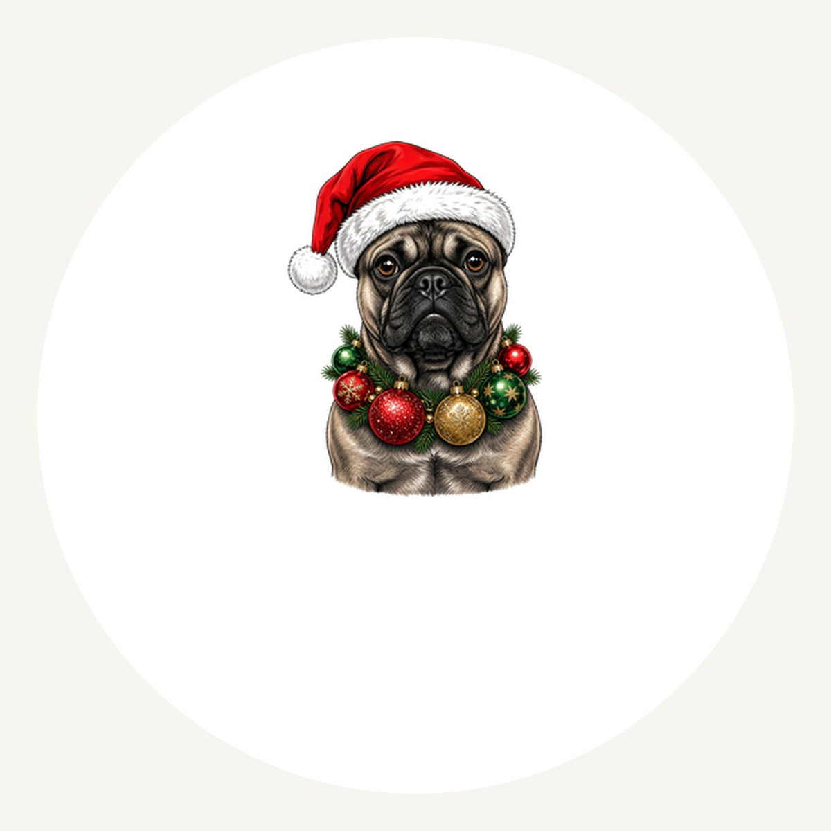 French Bulldog with Baubles Personalised Pewter Christmas Ornament