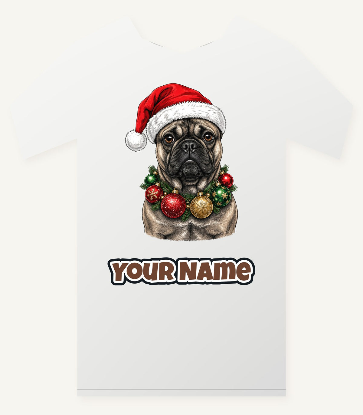 French Bulldog with Baubles Personalised Christmas T-Shirt and Hoodie
