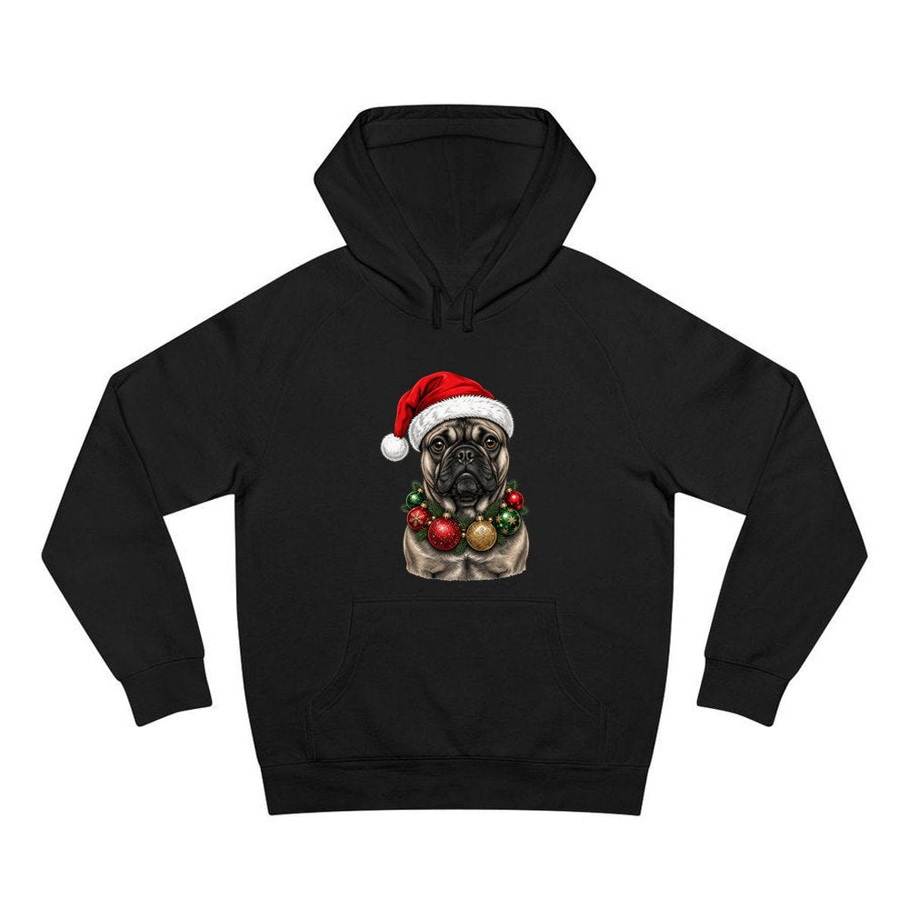 French Bulldog with Baubles personalised Christmas hoodie in black