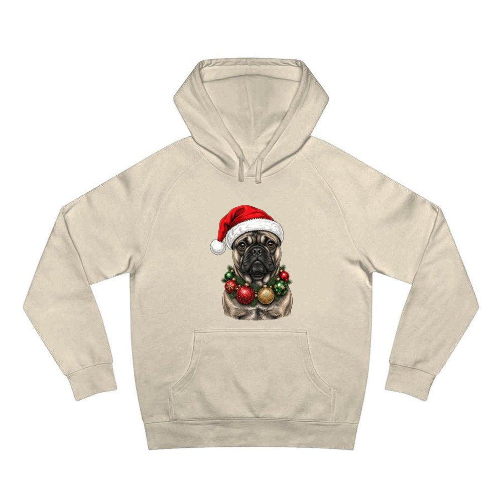 French Bulldog with Baubles personalised Christmas hoodie in sand