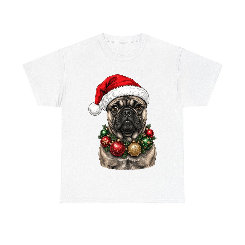 French Bulldog With Baubles design on a white tee