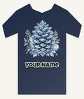 Frosted Blue Pine Cone Personalised Kids Tee and Baby Bodysuit