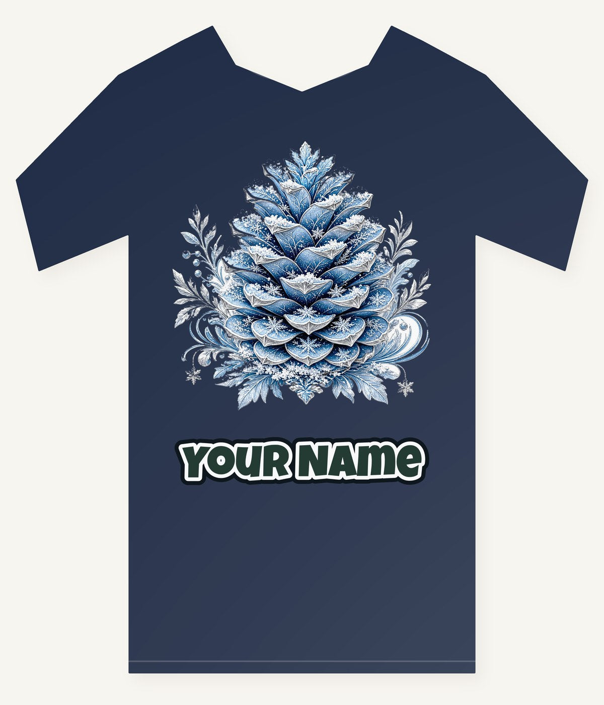 Frosted Blue Pine Cone Personalised Kids Tee and Baby Bodysuit
