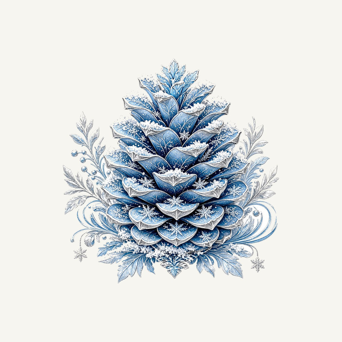 Frosted Blue Pine Cone Personalised Kids Tee and Baby Bodysuit