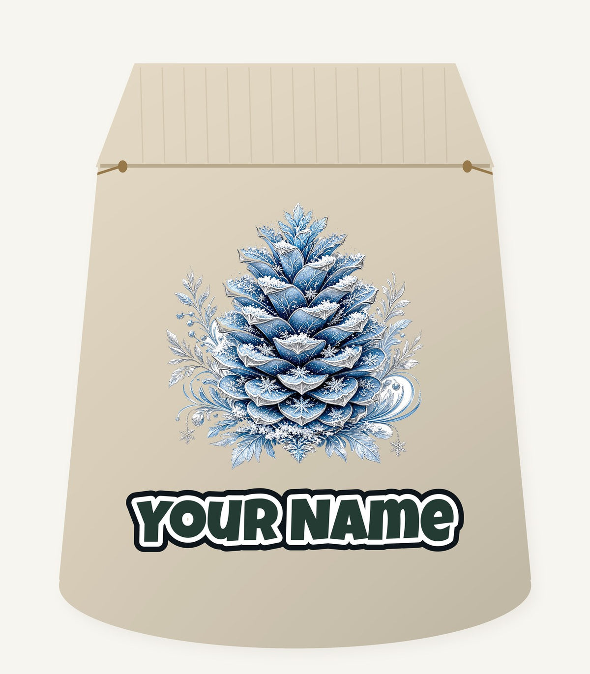 Frosted Blue Pine Cone Personalised Santa Sack