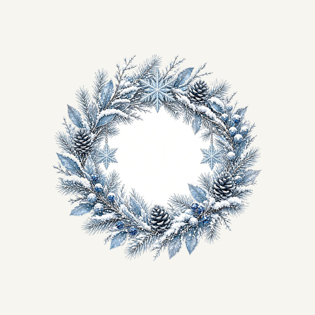 Frosted Blue Winter Wreath Personalised Santa Sack