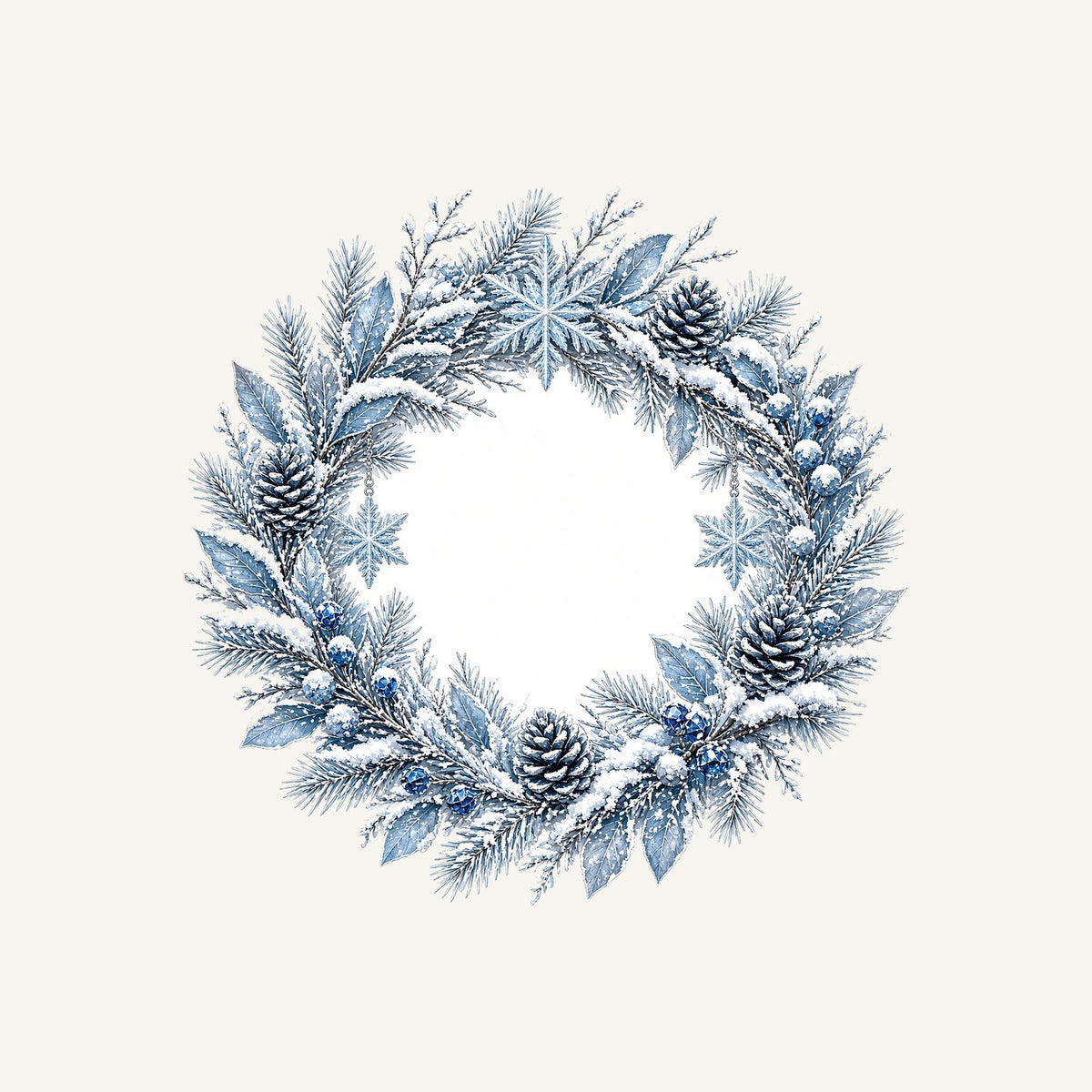 Frosted Blue Winter Wreath Personalised Santa Sack