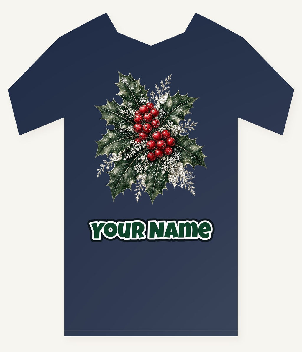 Frosted Holly and Berries Personalised Kids and Baby Christmas Tee