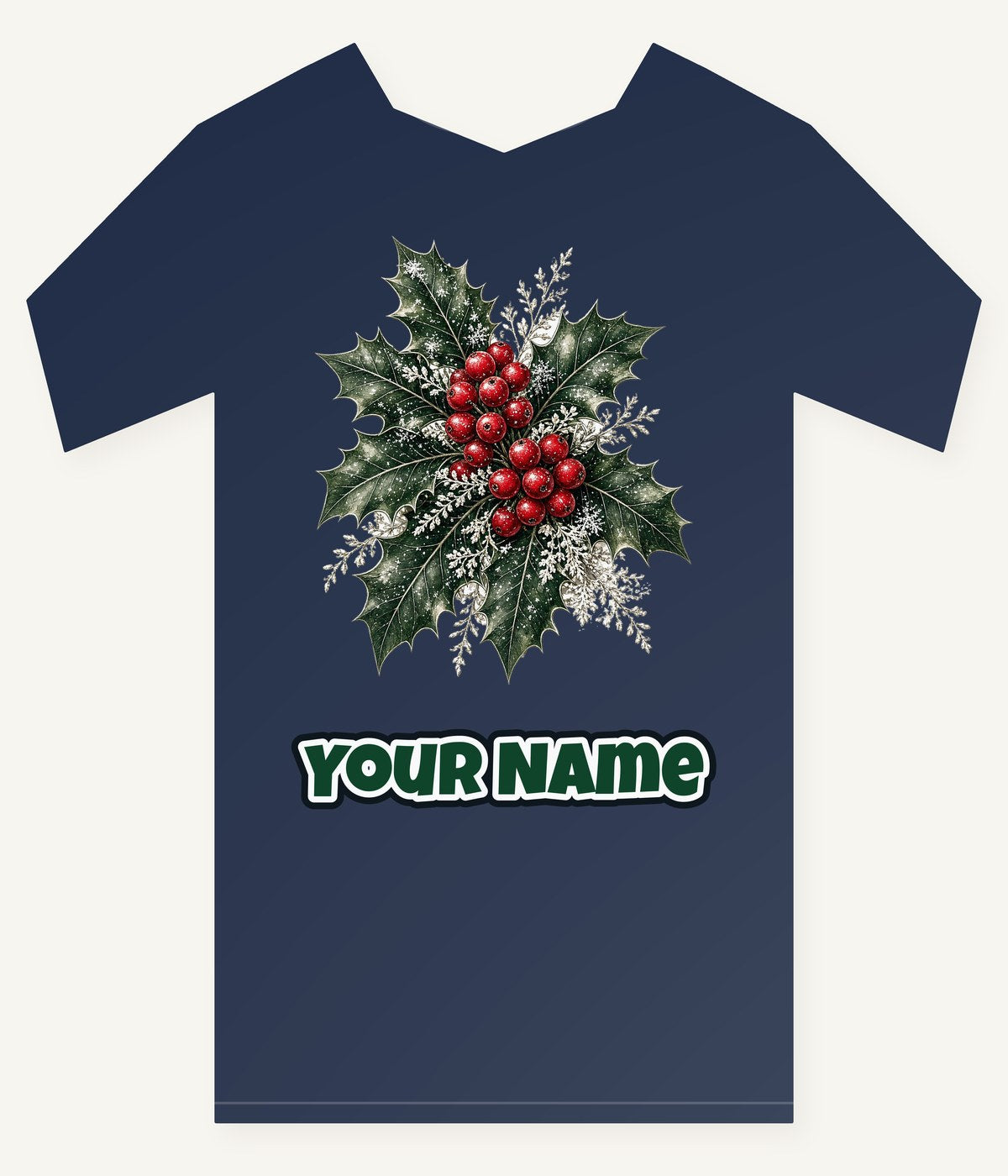 Frosted Holly and Berries Personalised Kids and Baby Christmas Tee