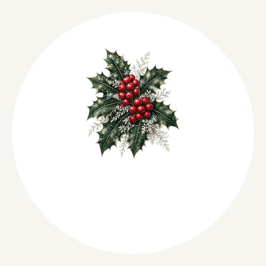 Frosted Holly and Berries Personalised Pewter Christmas Ornament