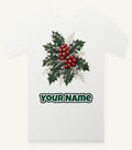Frosted Holly and Berries Personalised Christmas T-Shirt and Hoodie