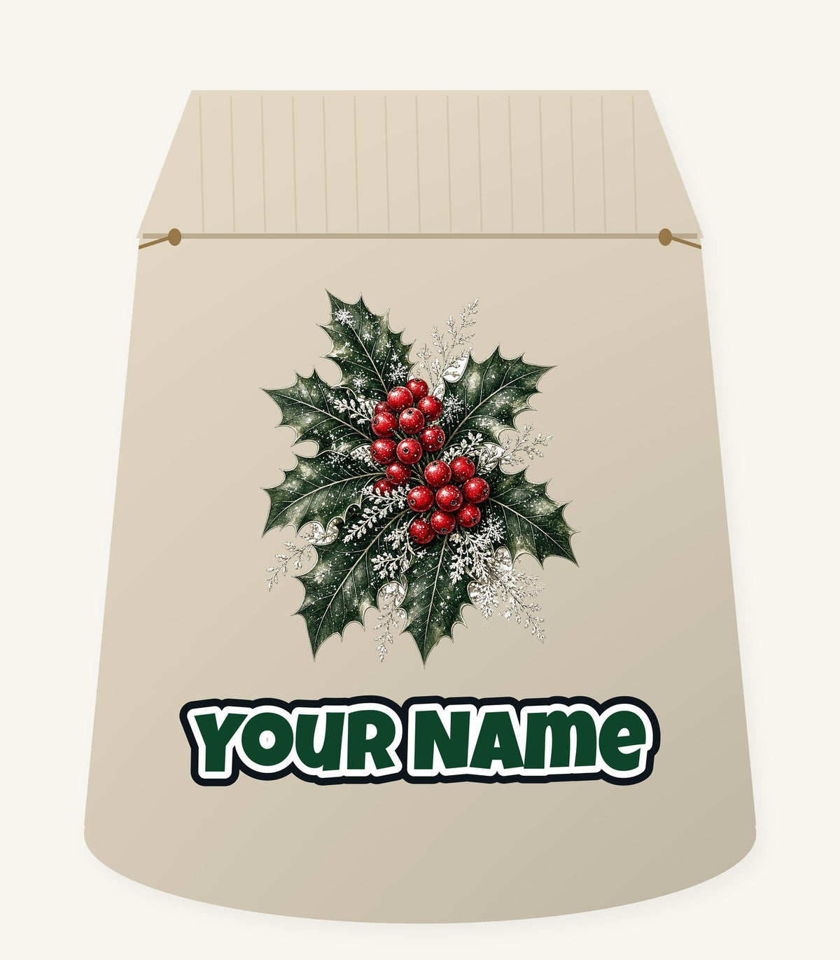 Frosted Holly and Berries Personalised Santa Sack