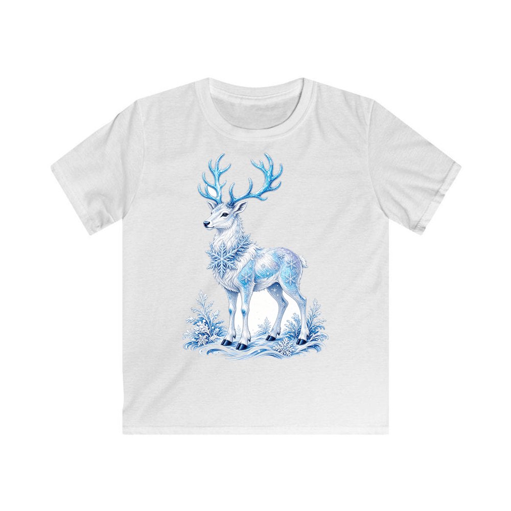 Frosted Ice Reindeer personalised kids Christmas tee in white