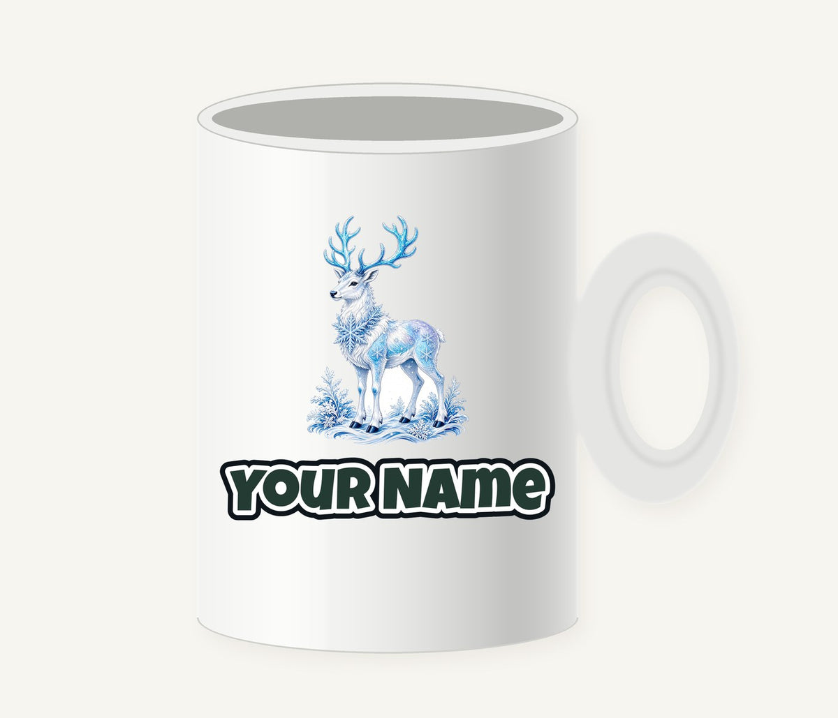 Frosted Ice Reindeer Personalised Christmas Mug