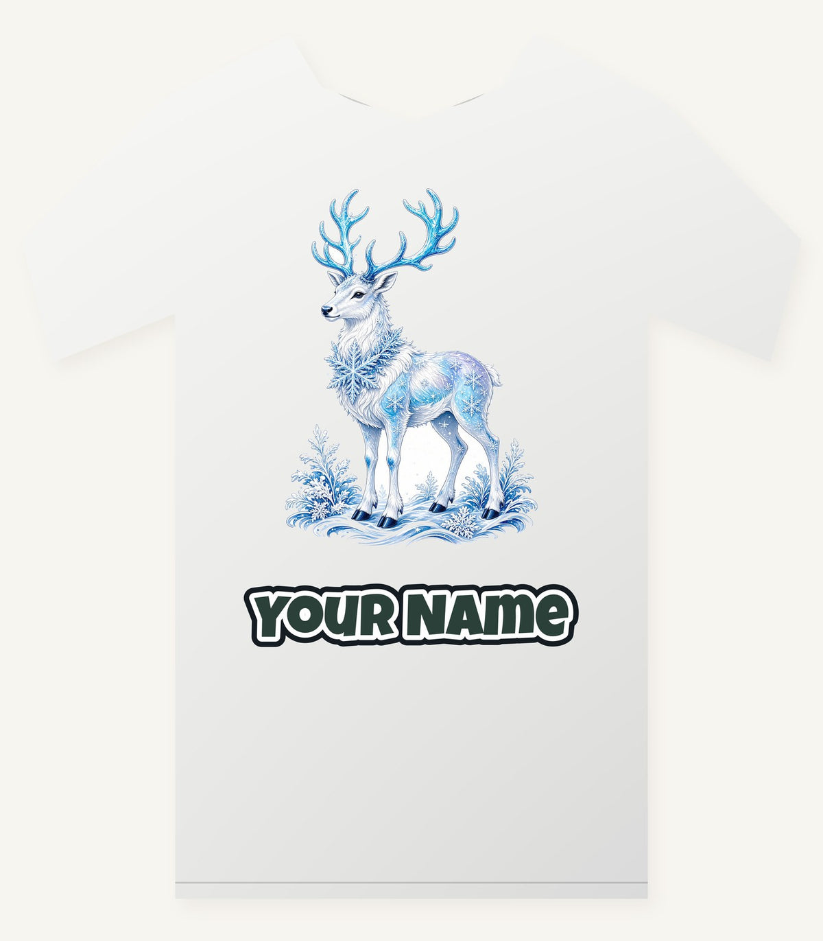 Frosted Ice Reindeer Personalised Christmas T-Shirt and Hoodie