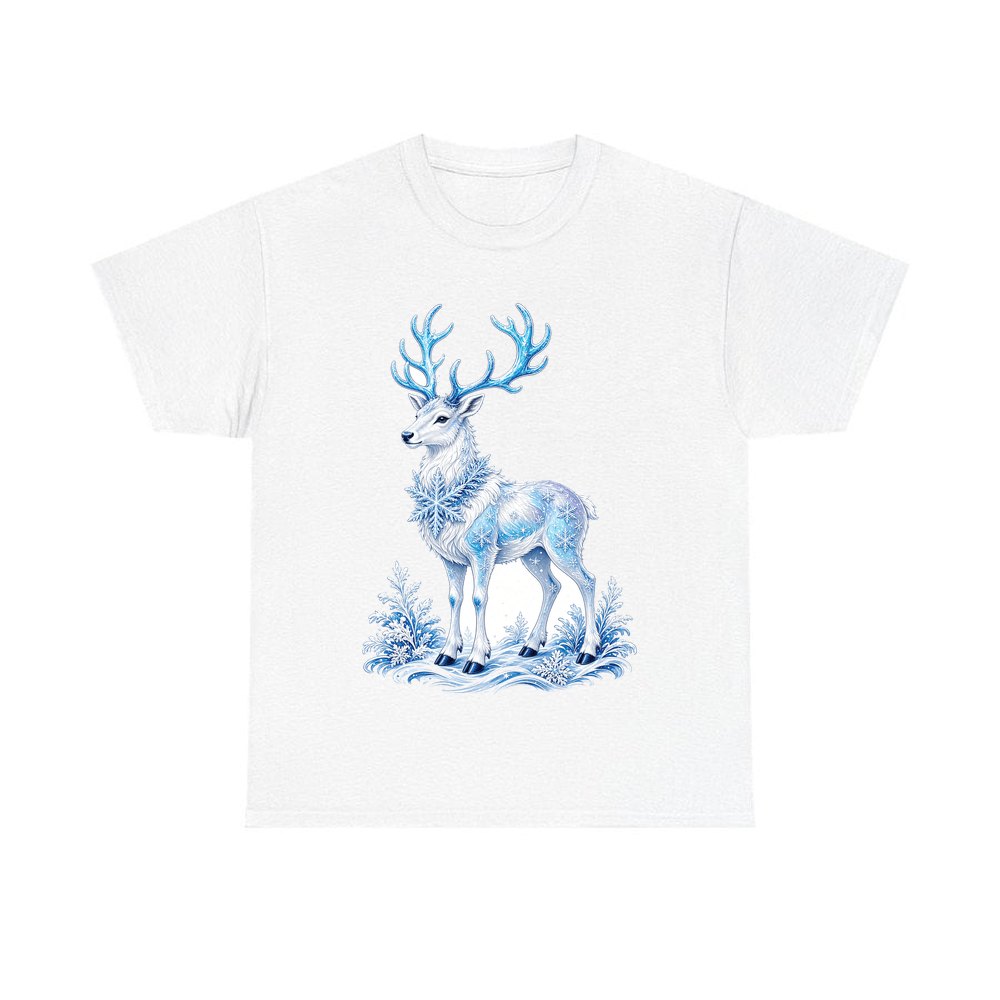 Frosted Ice Reindeer personalised Christmas T-shirt in white