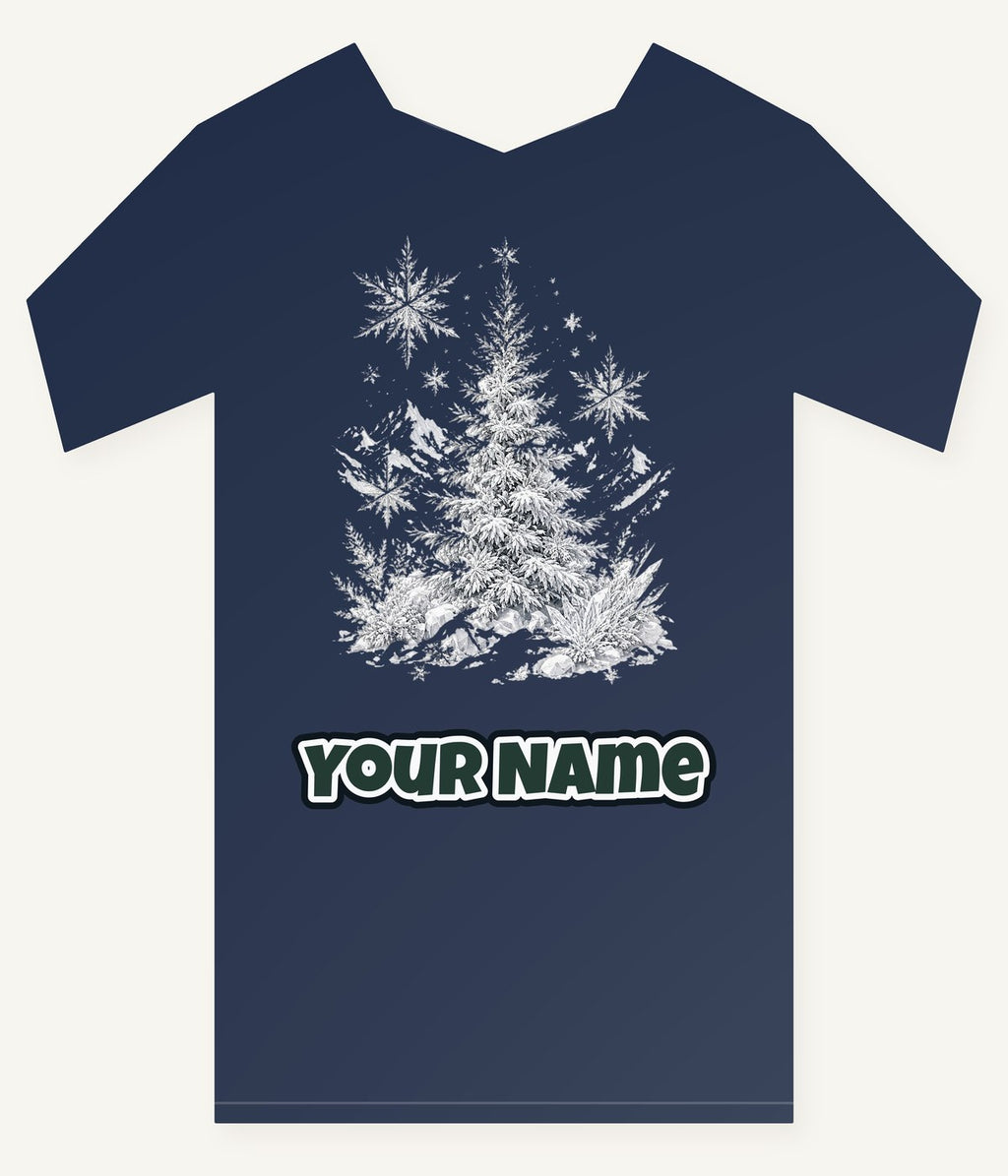 Frosted Snow Christmas Tree Personalised Kids Tee and Baby Bodysuit