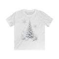 Frosted Snow Christmas Tree Kids Christmas Tee design on a white kids tee