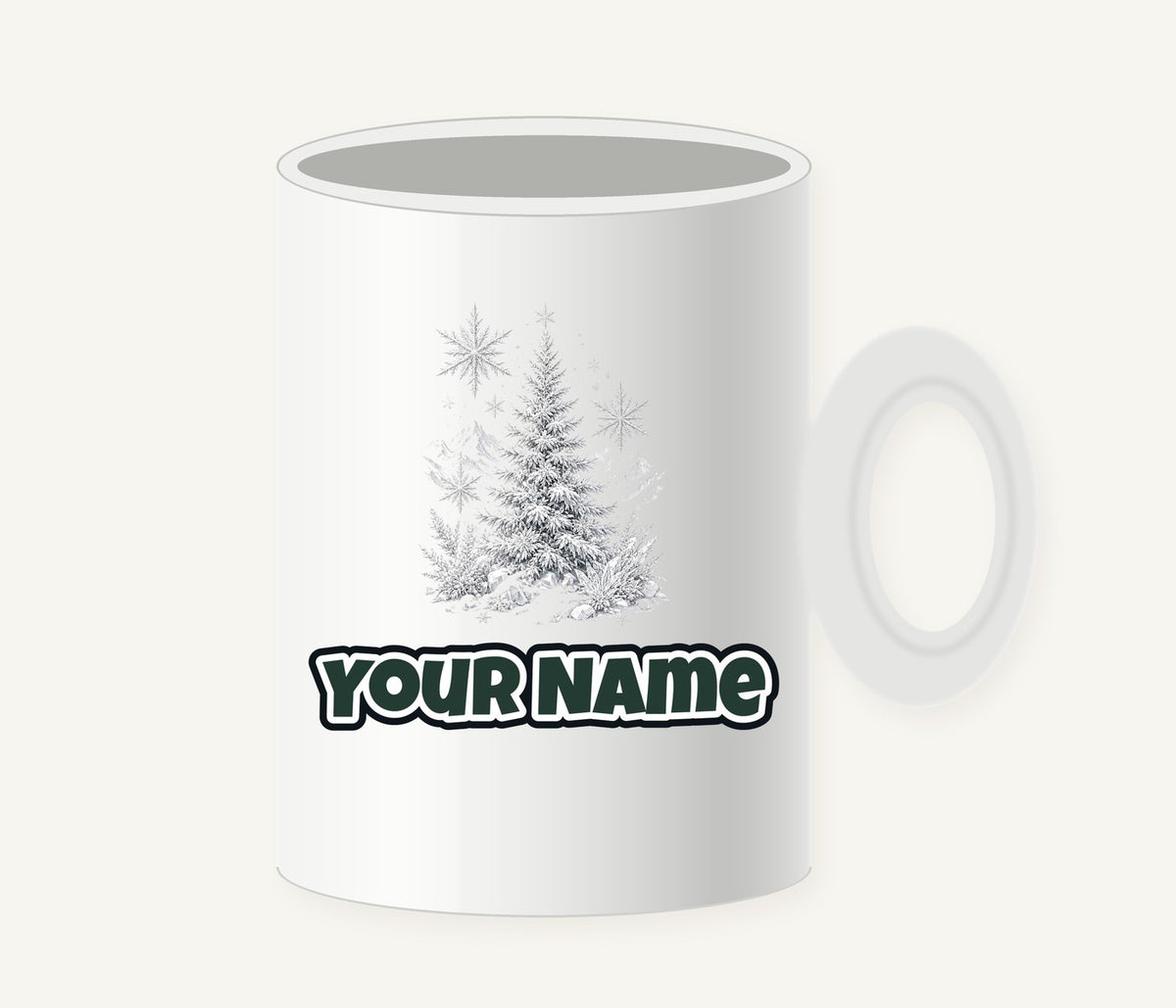 Frosted Snow Christmas Tree Personalised Christmas Mug