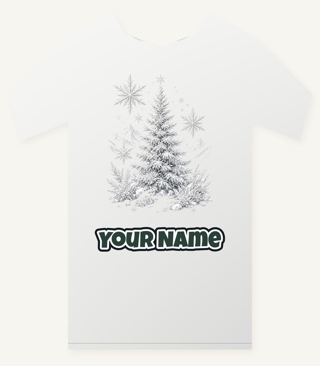 Frosted Snow Christmas Tree Personalised Christmas T-Shirt and Hoodie