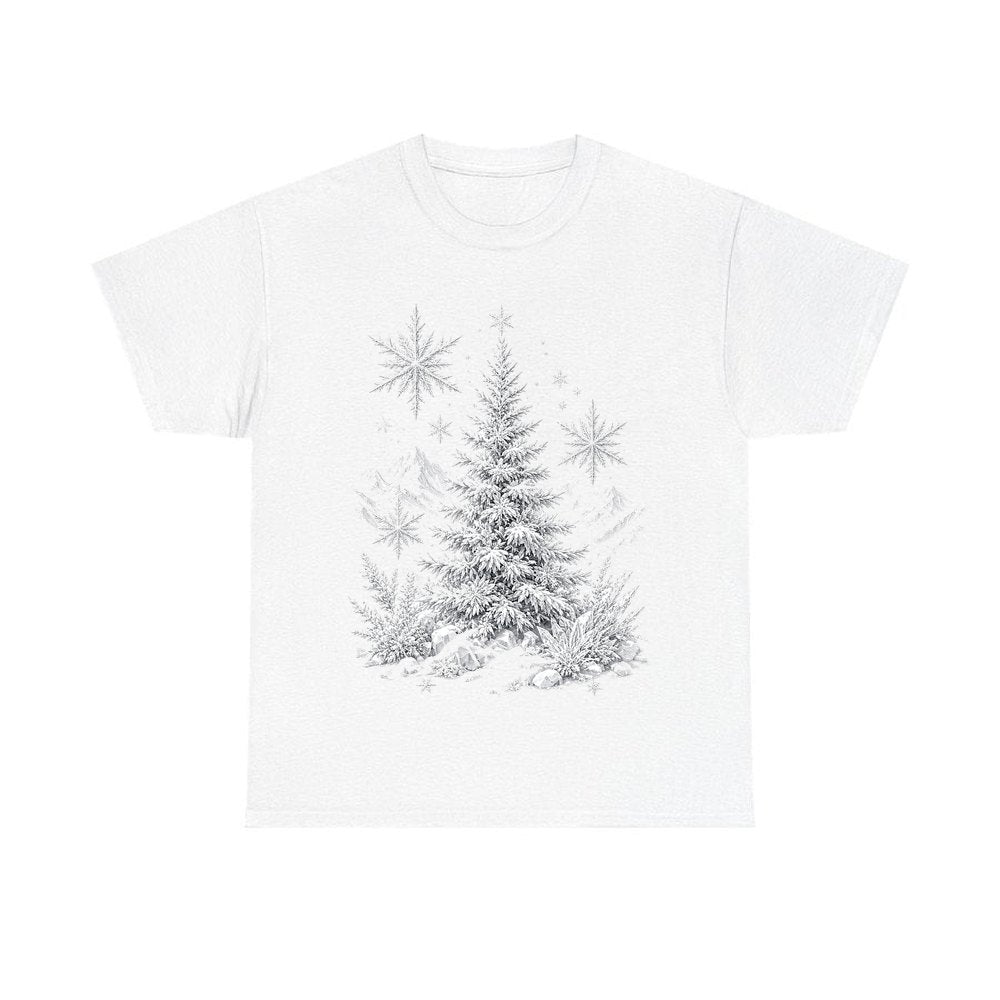 Frosted Snow Christmas Tree personalised Christmas T-shirt in white