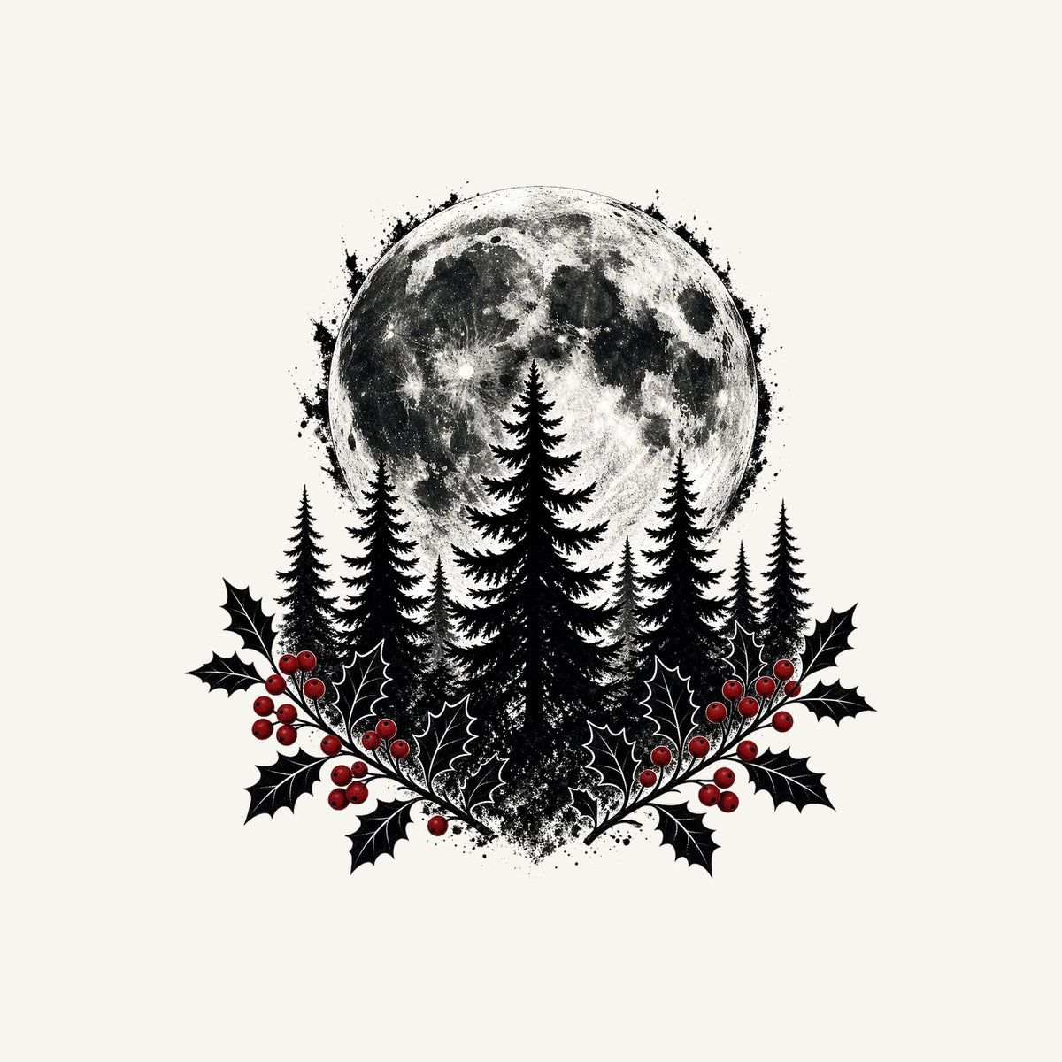 Full Moon Over Pines Personalised Kids Tee and Baby Bodysuit