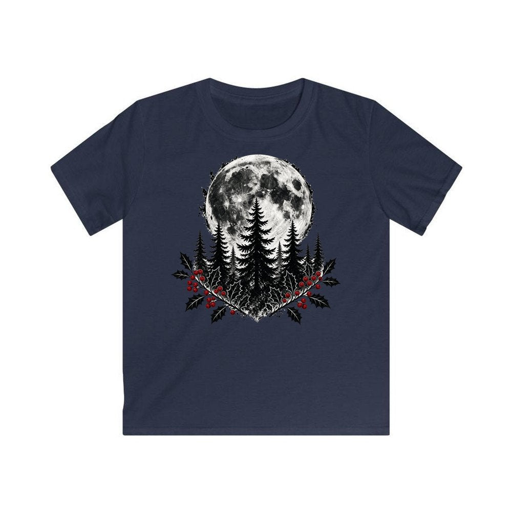 Full Moon Over Pines personalised kids Christmas tee in navy