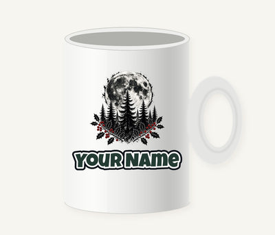 Full Moon Over Pines Personalised Christmas Mug