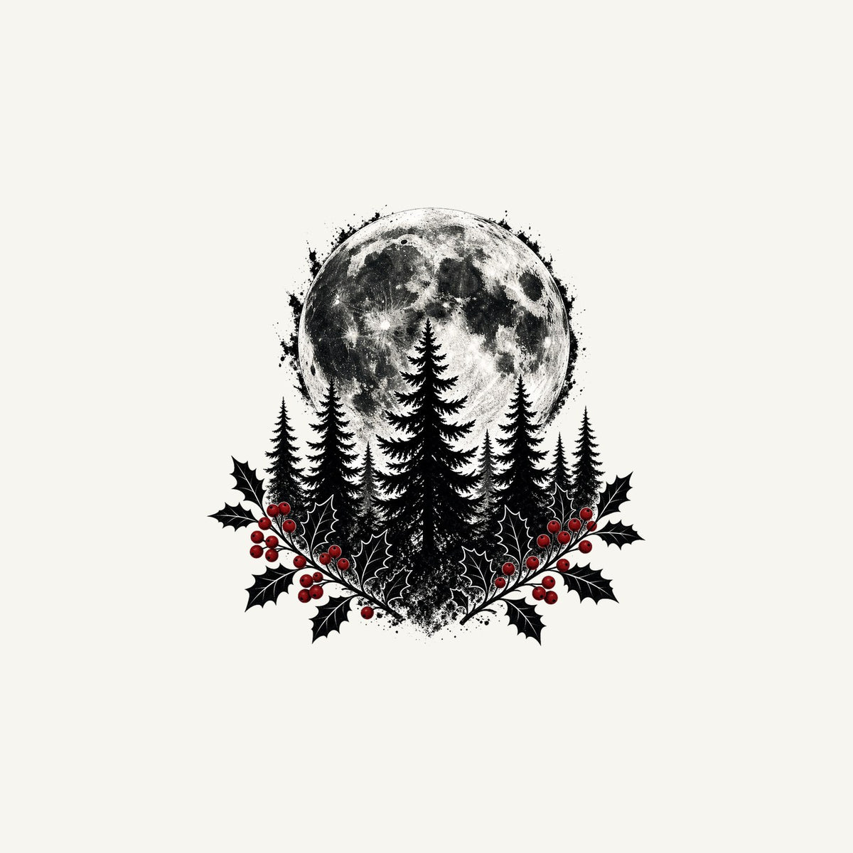 Full Moon Over Pines Personalised Christmas Mug